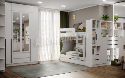 Кровать двухъярусная Мадрид (Белый)