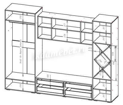 Гостиная Оливия (Дуб делано светлый/Сатин) 
