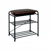 Подставка для обуви Альфа-13 3-х полочная с сиденьем и ящиком (Черный)