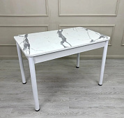 Стол обеденный Лидер Пластик (Белый мрамор/Опоры белые)