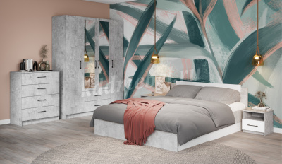 Кровать 0.9 Чикаго (Ателье светлый/Белый)