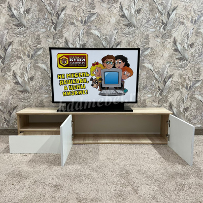 Тумба под ТВ Сити-10 подвесная 1.4 (Дуб сонома/Белый)