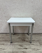 Стол обеденный Д17 раскладной (Белый текстурированный/Опоры хром)