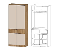 Шкаф Ленора 2-х створчатый (Дуб вотан/Кашемир)