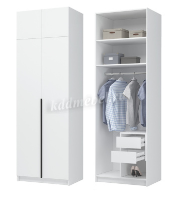 Шкаф Лион 2х створчатый с антресолью (Белый)